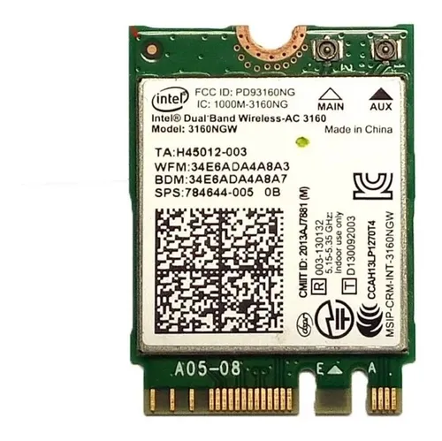 TARJETA DE RED GIGABYTE WIFI BLUETOOTH  | LAPTOP  | SOCKET M.2  | PUERTO NGFF INTEL CNVI                                         