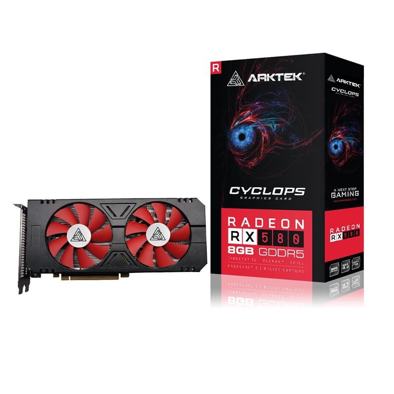 TARJETA DE VIDEO ARKTEK RX580 8GB DDR5 RADEON 256BIT | 1125MHZ | HDMI|DVI 3 DISPLAY PORT