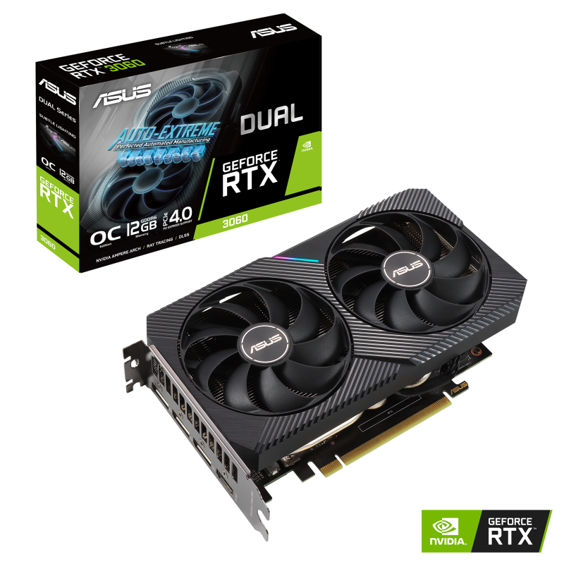 TARJETA DE VIDEO ASUS GEFORCE DUAL RTX3060 12GB GDDR6 192 BIT HDMI DISPLAY PORT