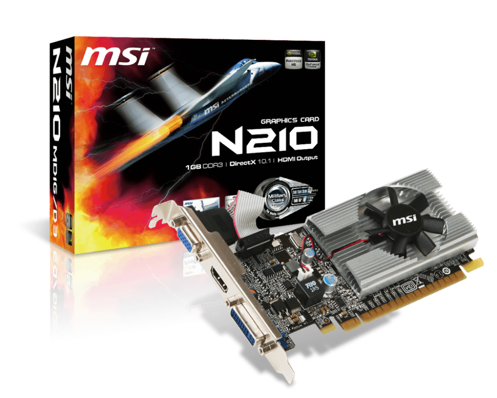 TARJETA DE VIDEO MSI GEFORCE N-210 1GB DDR3 64 BIT DX10.1 HDMI