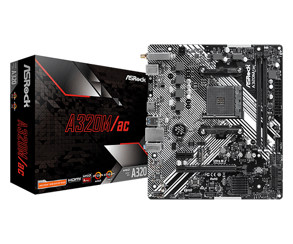 TARJETA MADRE ASROCK A320M|AC AM4 WIFI BLUETOOTH