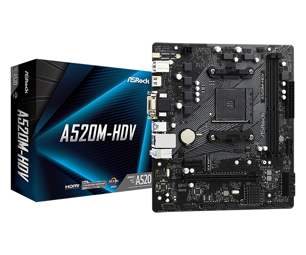 TARJETA MADRE ASROCK A520M-HDV SOCKET AM4 2XDDR4 4733MHZ 1XM.2 MICROATX