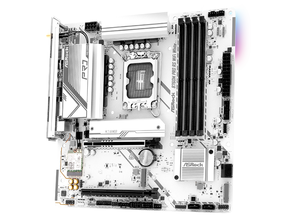 TARJETA MADRE ASROCK B760M-PRO-RS-WIFI | WHITE | 3X M.2 | 4DDR5 | WIFI | SOCKET 1700 | PCIE 5.0 | HDMI | D-PORT
