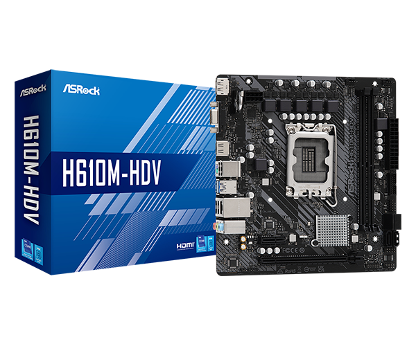 TARJETA MADRE ASROCK H610M HDV GEN 12 DDR4 3200MHZ HDMI