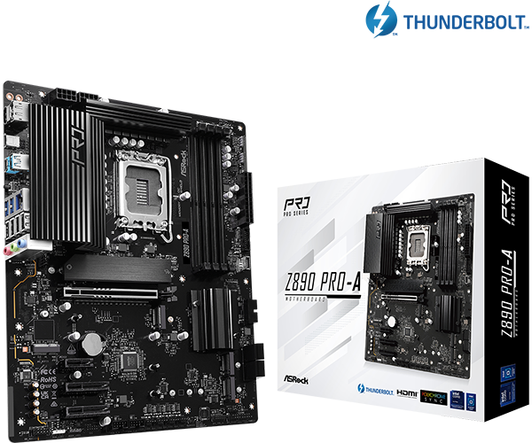 TARJETA MADRE ASROCK Z890 PRO-A | SOCKET 1851RL | 4XDDR5-6400 | AXSATA | M.2 | 4XPCIE | 6XUSB 3.2 | HDMI | DISPLAY PORT