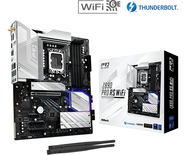 TARJETA MADRE ASROCK Z890 PRO-RS WIFI | SOCKET 1851RL | 4XDDR5-6400 | 4XSATA | M.2 | 4XPCIE | 6XUSB 3.2 | HDMI | DP