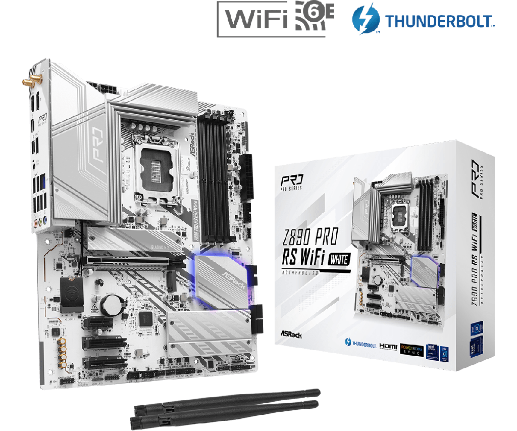 TARJETA MADRE ASROCK Z890 PRO-RS WIFI | SOCKET 1851RL | 4XDDR5-8666 | 4XSATA | M.2 | 4XPCIE | 6XUSB 3.2 | HDMI | DP
