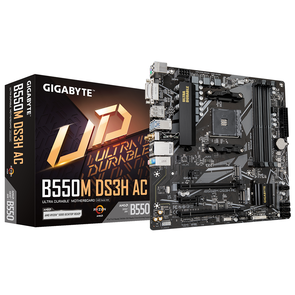 TARJETA MADRE GIGABYTE B550M DS3H AC WIFI MATX AM4 4XDDR4 HDMI 1XM.2