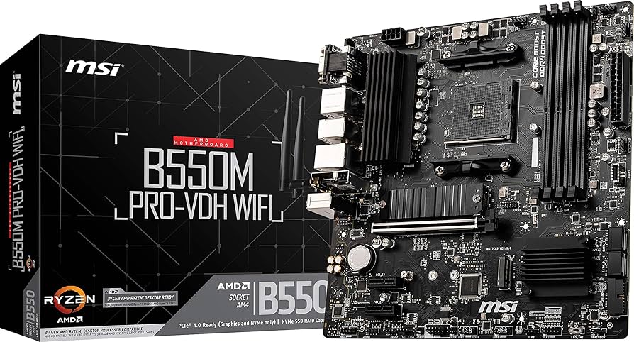 TARJETA MADRE MSI B550M PRO-VHD WIFI AM4 4DDR4 2 PCIEXPRESS DISPLAY PORT VGA HDMI