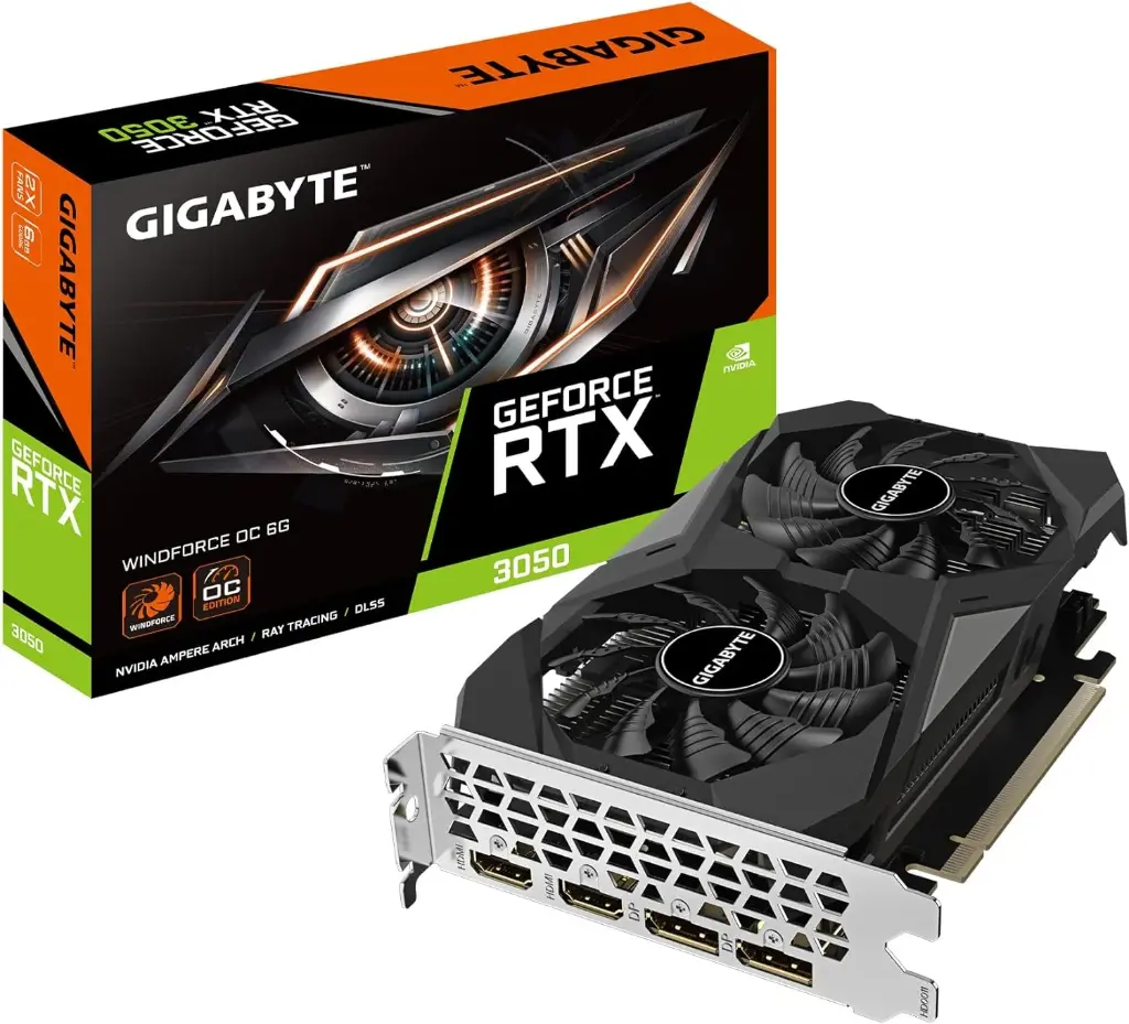 TARJETA VIDEO GIGABYTE GEFORCE RTX 3050 WINDFORCE 6GB GDDR6 128-BIT 1777MHZ HDMI-DISPLAYPORT PCI-E 4.0 ATX