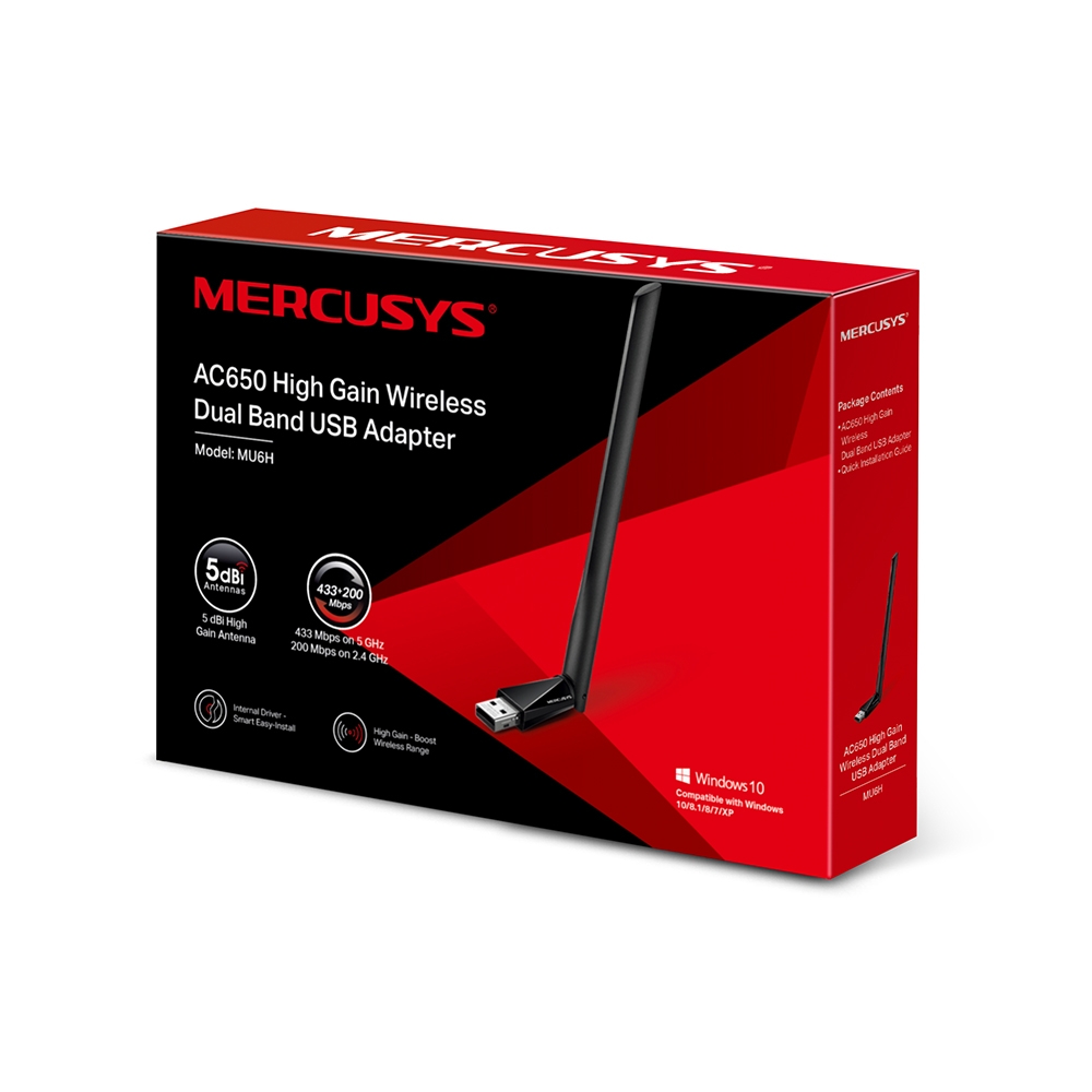 ADAPTADOR MERCUSYS MU6H USB WIRELESS DOBLE BANDA 2.4GHZ - 5GHZ