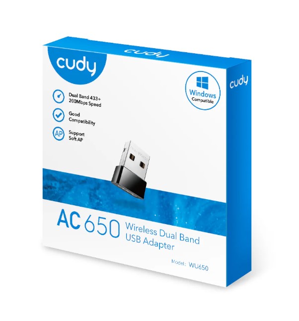ADAPTADOR USB WIFI CUDY WU650 DUAL BAND AC650C USB 3.0
