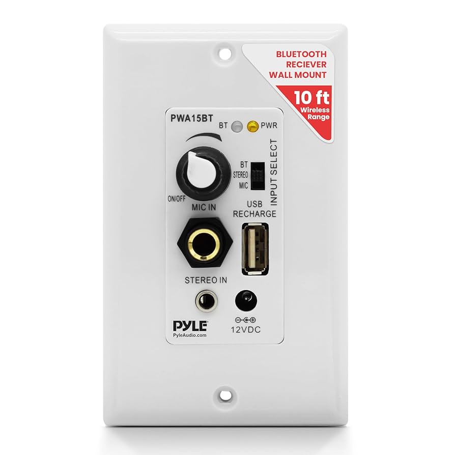 AMPLIFICADOR DE PARED PYLE 100W 2 SALIDAS TERMINAL BLOCK | BLUETOOTH | USB | AUXILIAR 3.5MM | PWA15BT