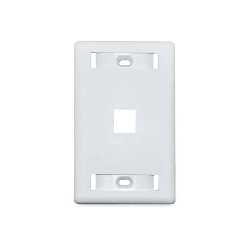 FACE PLATE DOBLE 1 TOMA BLANCO QNET CON ETIQUETA E ICONOS QNETFP01