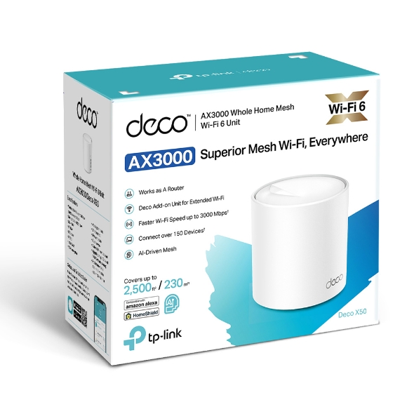 ROUTER DECO-X50-2P AX3000 WHOLE HOME MESH WIFI 6 DUAL BAND 1 PACK
