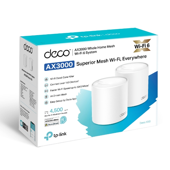 ROUTER DECO-X50-2P AX3000 WHOLE HOME MESH WIFI 6 DUAL BAND 2 PACK