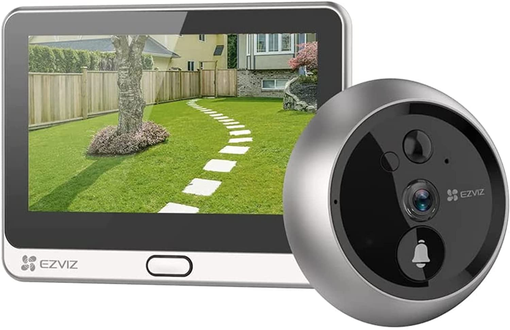 KIT DE VIDEOPORTERO TIMBRE INTELIGENTE CON MIRILLA EZVIZ CS-DP2C-A0-6E2WPFBS IP2MP BATERIA RECARGABLE AUDIO 2 VIAS H265 HASTA 256GB MICROSD