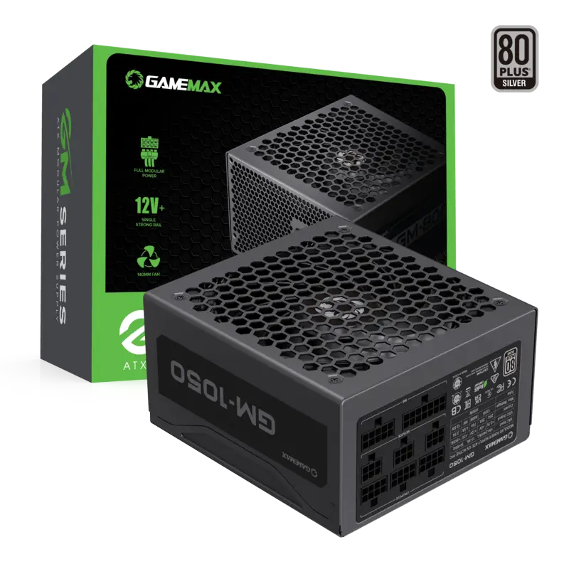 FUENTE DE PODER GAMEMAX 800W GAMING GX800| 80+ GOLD| ATX APFC| 12V| 100-240V| NEGRO