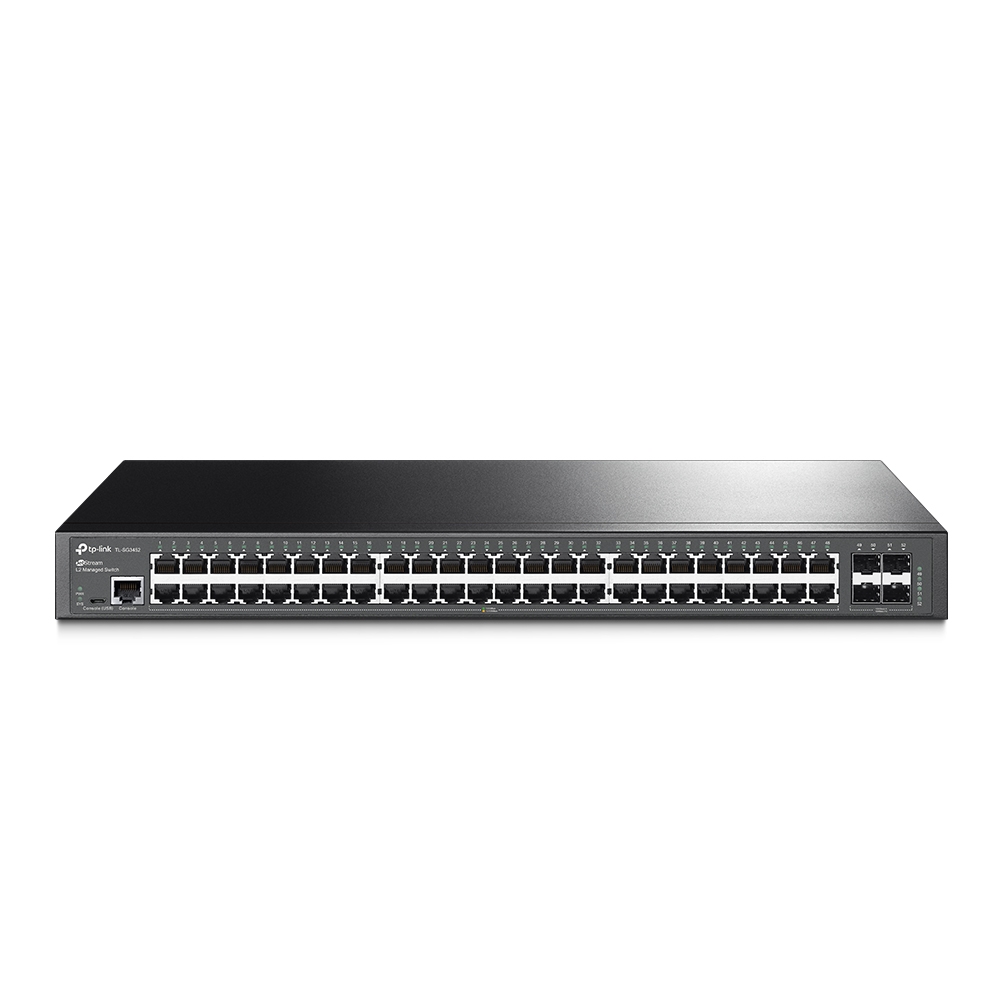 SWITCH TP-LINK SMART JETSTREAM GIGABIT 48 PUERTOS 4 RANURAS SFP+ 10GB ADMINISTRABLE TL-SG3452