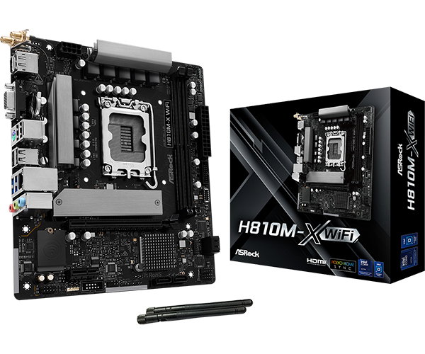 TARJETA MADRE ASROCK H810M-X WIFI HYPER M.2 GEN4 4X4 INTEL SERIE 2 LGA1851 WIFI 802.11 AC DUALBAND HDMI DISPLAY PORT SERIE ULTRA