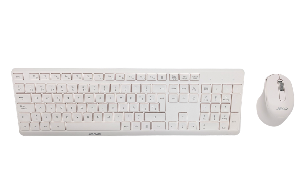 KIT TECLADO Y MOUSE JEMIP AVANT GARDE INALAMBRICO 1600DPI 3 BOTONES USB ESPAÑOL BLANCO