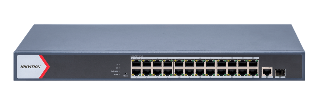 SWITCH HIKVISION POE+ | 24 PUERTOS GIGABIT DS-31526P-EI|M 1 PUERTO SFP ADMINISTRABLE POE HASTA 250 METROS 225W