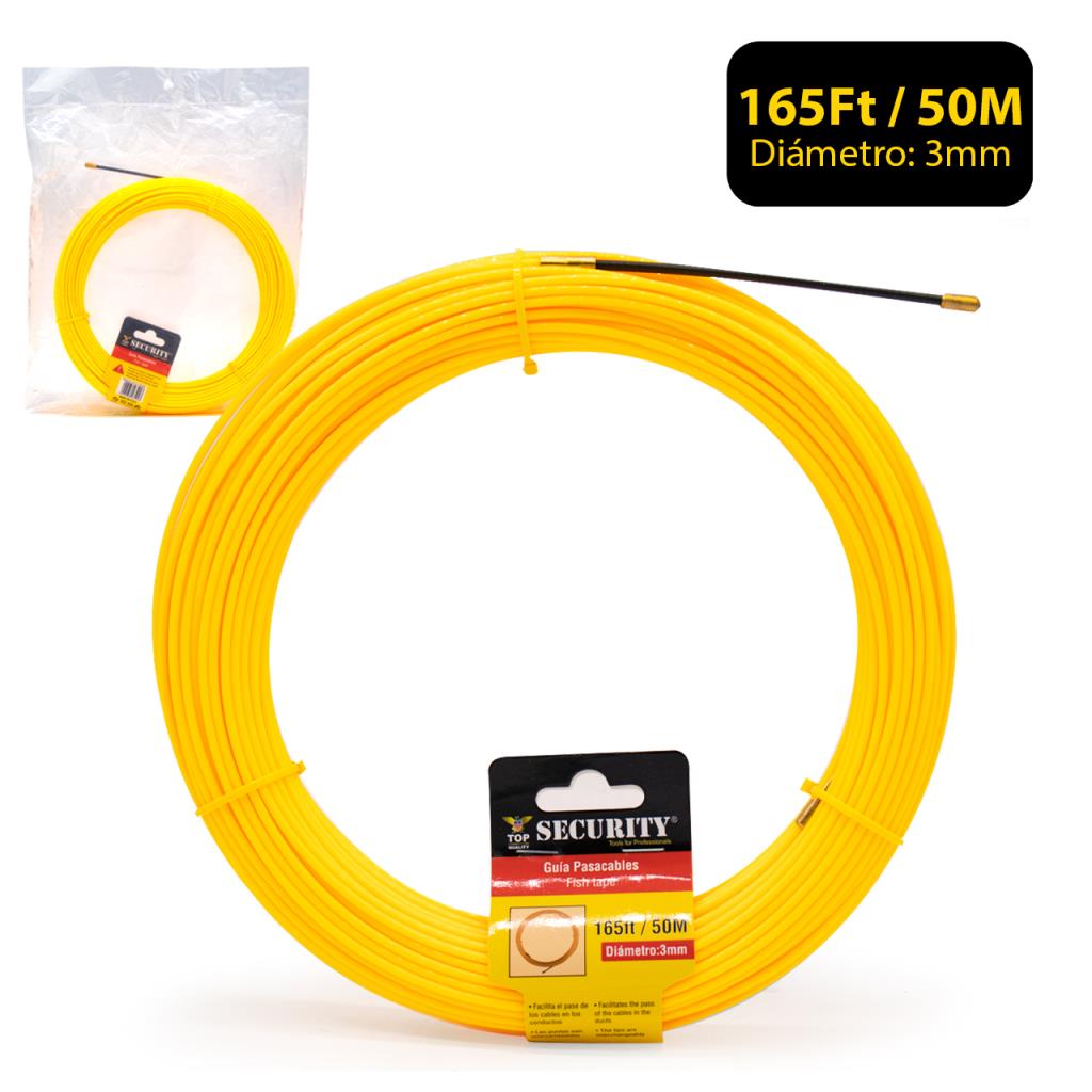 GUAYA PASACABLE 50 MTS 3MM SECURITY PVC CON GUIA METALICA A414-YDN350
