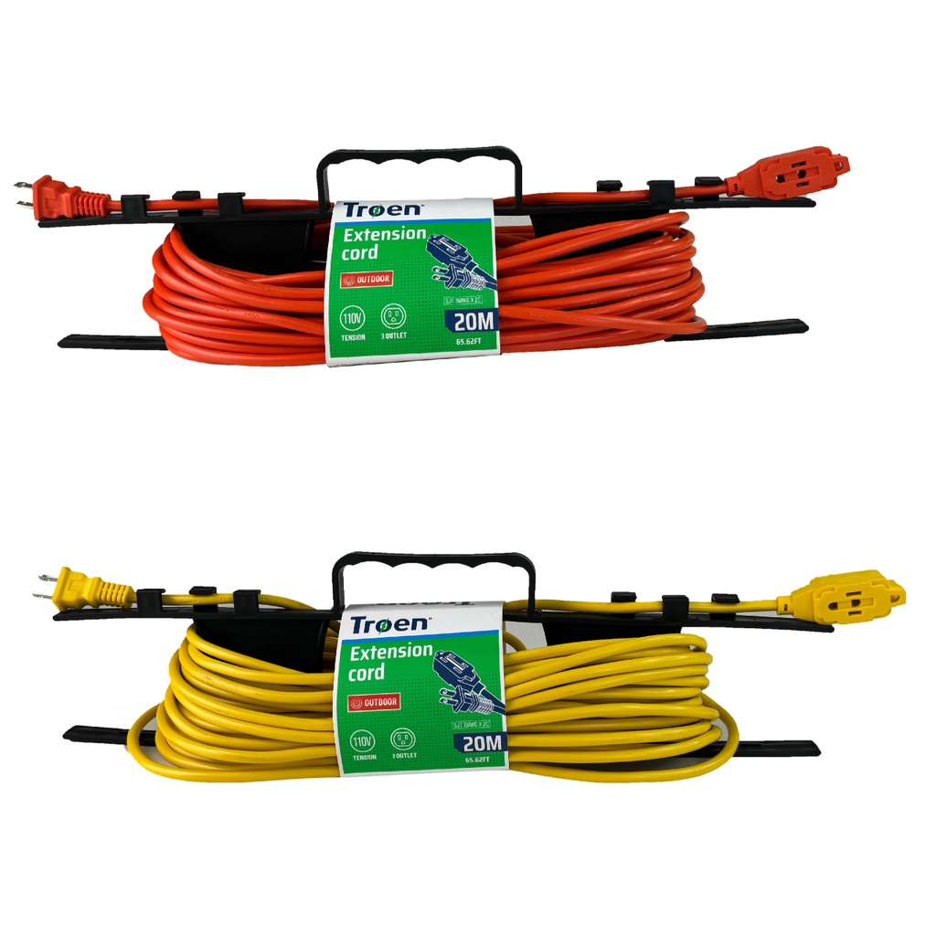 EXTENSION ELECTRICA | TROEN | 20MTS | CALIBRE 16AWG | MAXIMO 10AMPER | NARANJA | AMARILLO | A136-R2723-20
