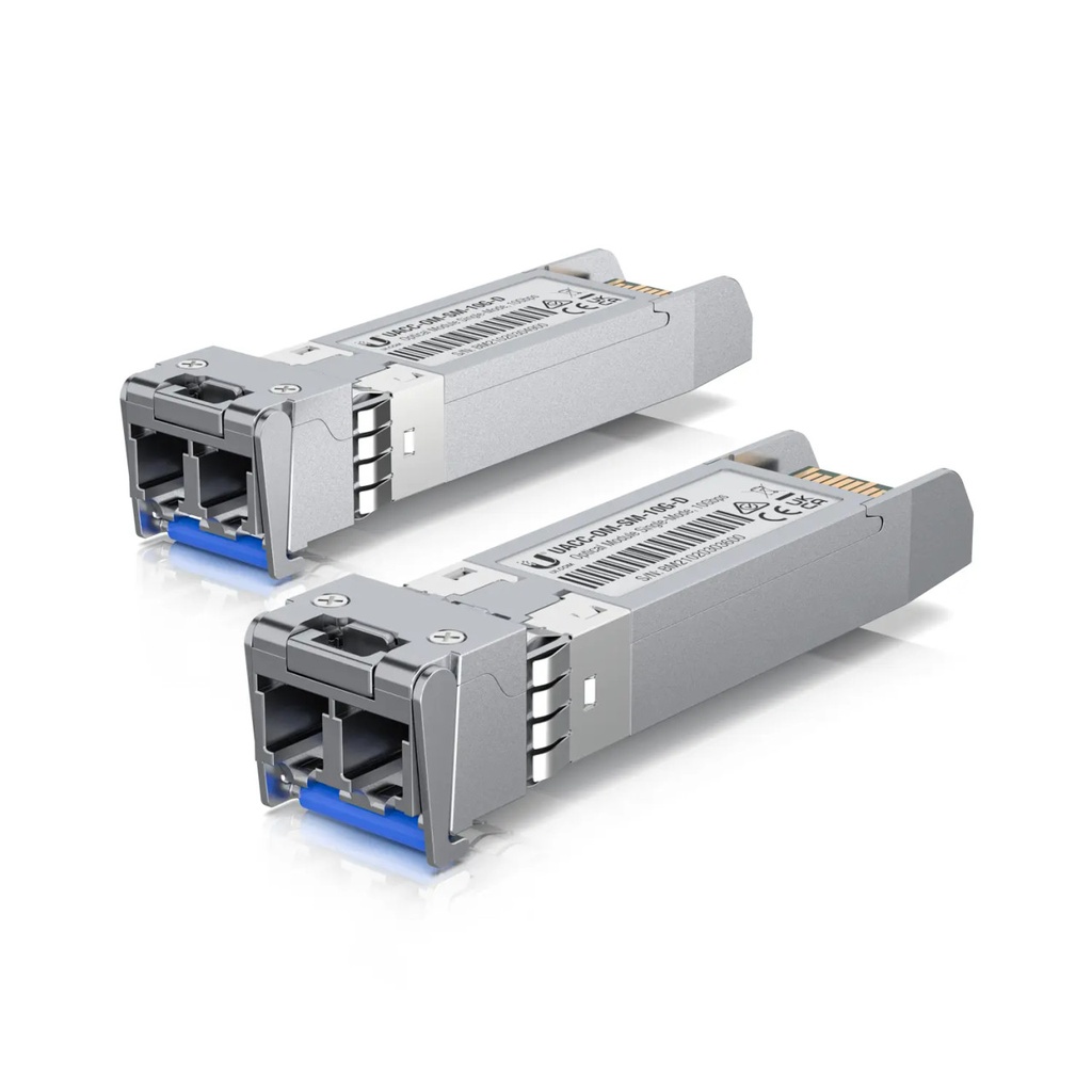 UBIQUITI PAR TRANSCEPTOR SFP+ COMPATIBLE CON CONEXIONES 10G HASTA 300MTS MULTIMODO LC|UPC DUPLEX UACC-OM-MM10G-D