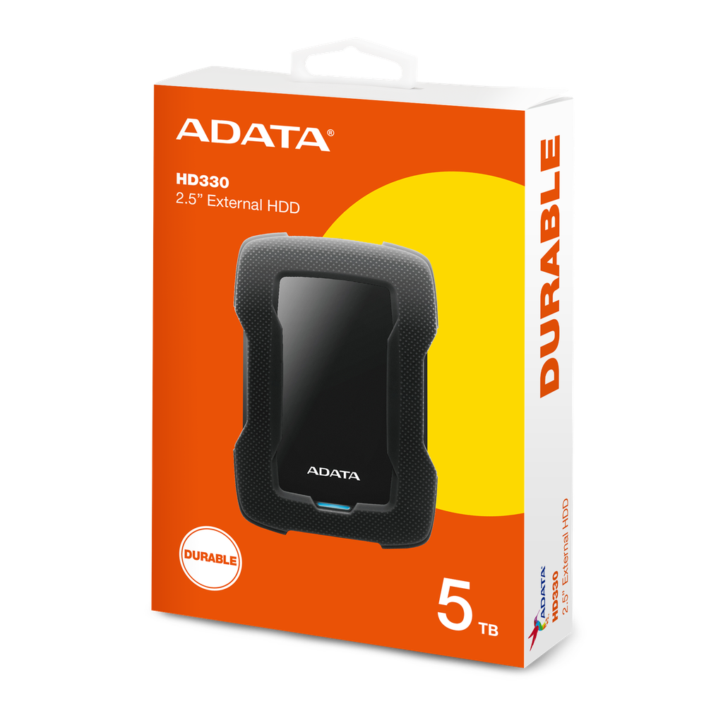 DISCO DURO EXTERNO | ADATA | 5TB | HD330 | USB 3.2 | DURABLE | NEGRO | AHD330-5TU31-CBK