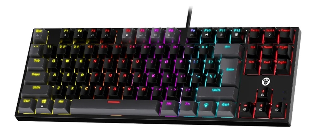 TECLADO FANTECH ATOM87 MK876V2 CABLEADO NEGRO SW-AZUL