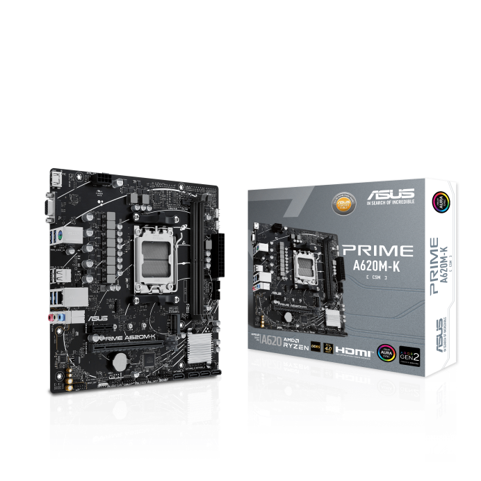 TARJETA MADRE ASUS A620M-K SOCKET AM5 RYZEN 8000|7000 2XDDR5 6X USB 3.0 4X SATA 6G M.2 PCI-E X16 90MB1F40