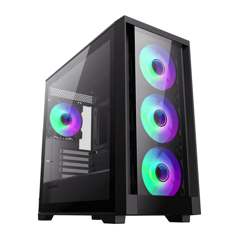 CASE GAMING GAMEMAX DEFENDER TG | MICRO ATX | USB 3.0 | USB 2.0 | HD AUDIO | 4X FAN ARGB | LATERAL VIDRIO TEMPLADO | NEGRO