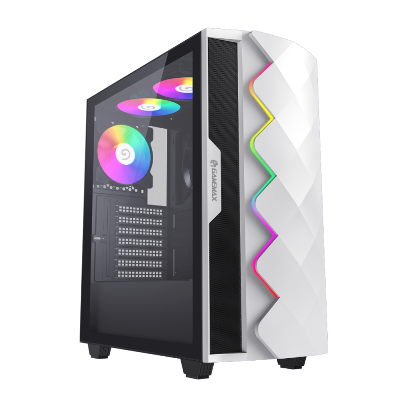 CASE GAMING GAMEMAX DIAMOND CP | ATX | USB 3.0 + 2 USB 2.0 | HD AUDIO | 4X FAN ARGB | LATERAL VIDRIO TEMPLADO | BLANCO