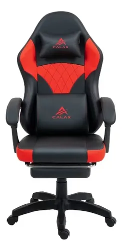 SILLA GAMING CALAX D1145 ERGONOMICA CON REPOSA CABEZA | REPOSA BRAZOS | POSA PIE | RED-BLACK