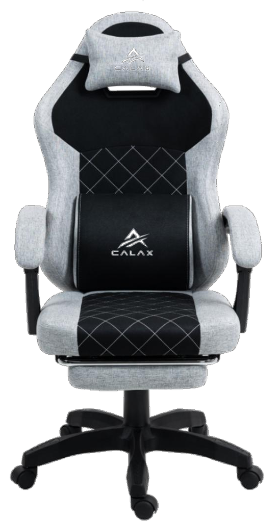 SILLA GAMING CALAX D1146 ERGONOMICA CON REPOSA CABEZA | REPOSA BRAZOS | POSA PIE | GRAY-BLACK