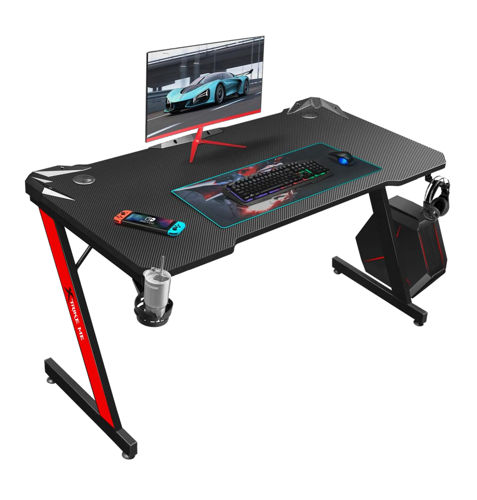 MESA GAMING XTRIKE ME DK-02 110CM ESTACION AURICULARES | PORTAVASOS | NEGRA
