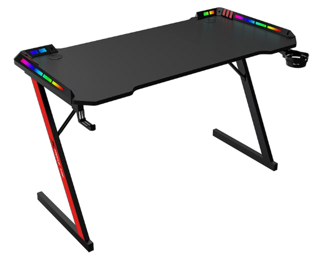 MESA GAMING XTRIKE ME DK-05 RGB 110CM ESTACION AURICULARES | PORTAVASOS | NEGRA CONTROL REMOTO