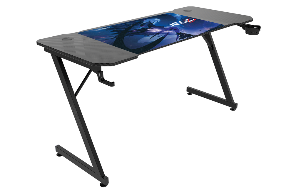 MESA | JEMIP | MIDNIGHT WYRM | 140X70X75 CM | MOUSE PAD | PORTA TAZA | PORTA AUDIFONOS | NEGRO