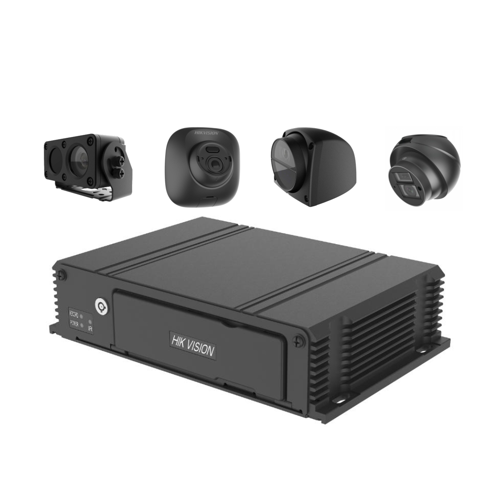KIT HIKVISION VEHICULAR 4 CAMARAS 1080P AE-MD5043-SD/GLF TURBO HD / AUDIO / GPS / 4G / WIFI /RJ45 / SOPORTA MICROSD