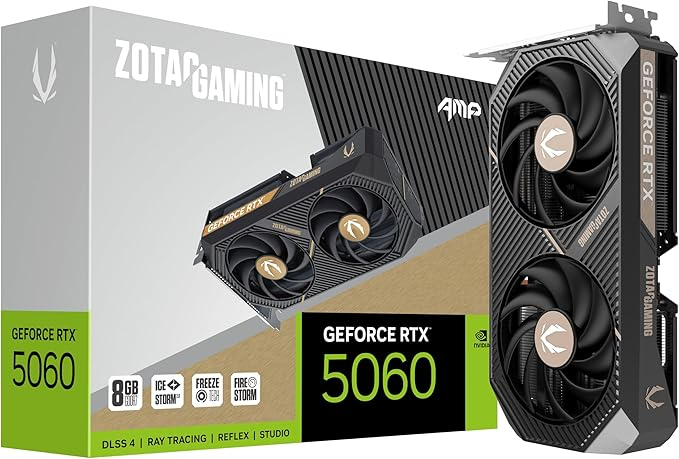 TARJETA DE VIDEO ZOTAC GAMING GEFORCE RTX5060 OC 8GB GDDR7 DUAL FAN 128 BIT 3X DISPLAY PORT 1X HDMI