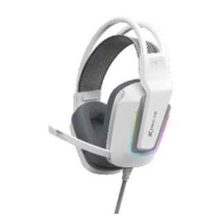 AUDIFONOS CON MICROFONO GAMING  XTRIKE ME GH-712 WH RGB/2x3.5mm+1xUSB/1x3.5mm/PC/PS4/PS5/Xbox One/BLANCO+GRIS