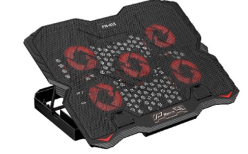 BASE DE REFRIGERACION PARA LAPTOP 5FAN XTRIKE MEN FN-813 16" |5*FAN|2400-3200RMP|57CFM|BASE TELEFONO|LED ROJO|2*USB|NEO