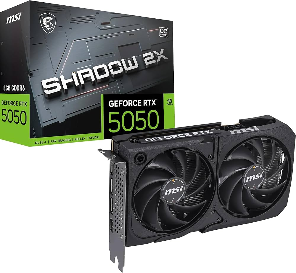 TARJETA DE VIDEO MSI GEFORCE RTX5050 SHADOW 2X OC | 8G | GDDR6 | 128 BIT | 2617MHz | 550W | HDMI | 3 DISPLAY PORT 