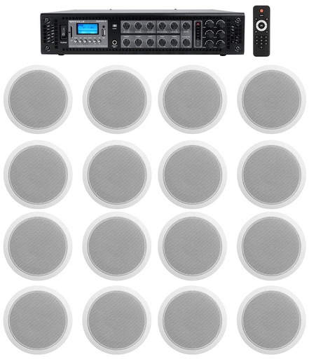 [202963] AMPLIFICADOR ROCKVILLE AMP+16 ALTAVOCES DE TECHO BLANCOS DE 6 PULGADAS