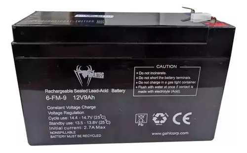 [204120] BATERIA SPIDERTEC SELLADA 12V 9A 6-FM-9 PARA UPS | CERCO | ALARMAS | ETC