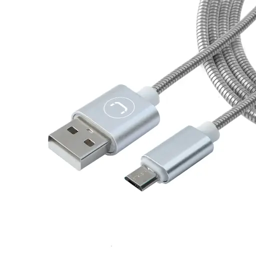 [202365] CABLE | UNNO TEKNO | MICRO USB - USB MACHO | ACERO INOXIDABLE | PLATEADO | CB4063SV