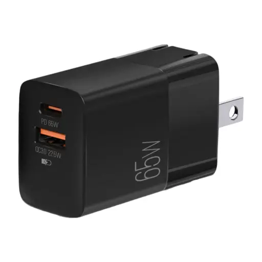 [203724] CARGADOR | ARGOM | RAPIDO P6 | TIPO-C | USBA | 65W | NEGRO | ARG-AC-0124BK