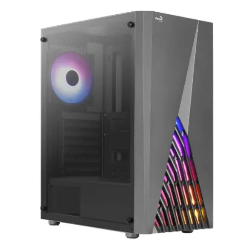 [203854] CASE AEROCOOL DELTA MID TOWER NEGRO  / LATERAL VIDRIO / USB 2.0 / 2X USB 2.0 / 1 AUDIO HD                               