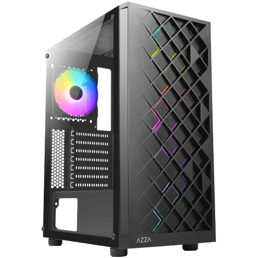 [203816] CASE AZZA GAMING CASE MID ATX 280B SPECTRA NEGRO 3XUSB ARGB FAN| SIN FUENTE